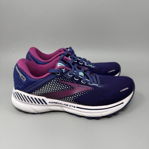 Brooks Shoes - Brooks Running Shoes Adrenaline GTS 22 Navy Blue Pink Women's Size 6.5 B